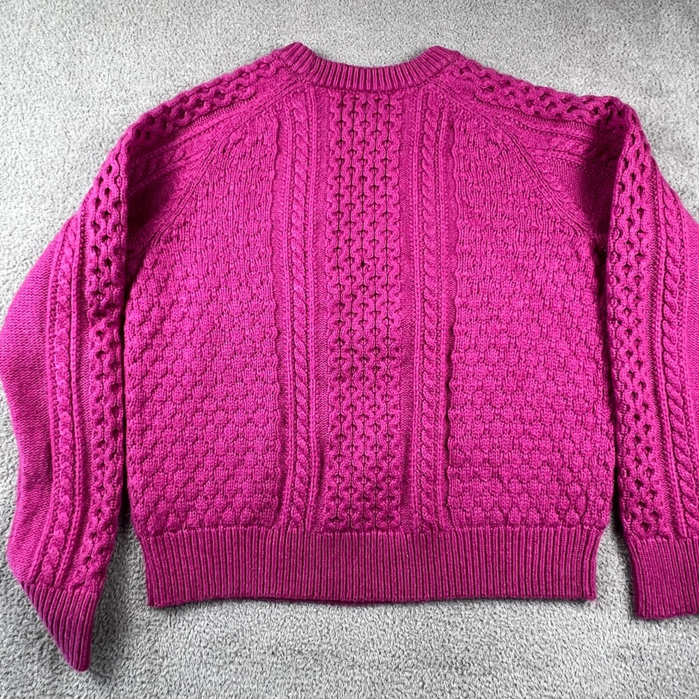 J.Crew Pink Cable‎ Knit Sweater Womens Large Preppy Chunky Textured Cozycore - Picture 2 of 14